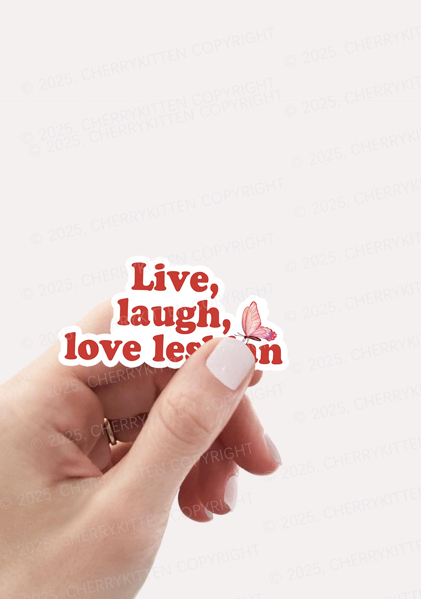 Live Laugh Love Lesbian Pride 1Pc Y2K Sticker Cherrykitten