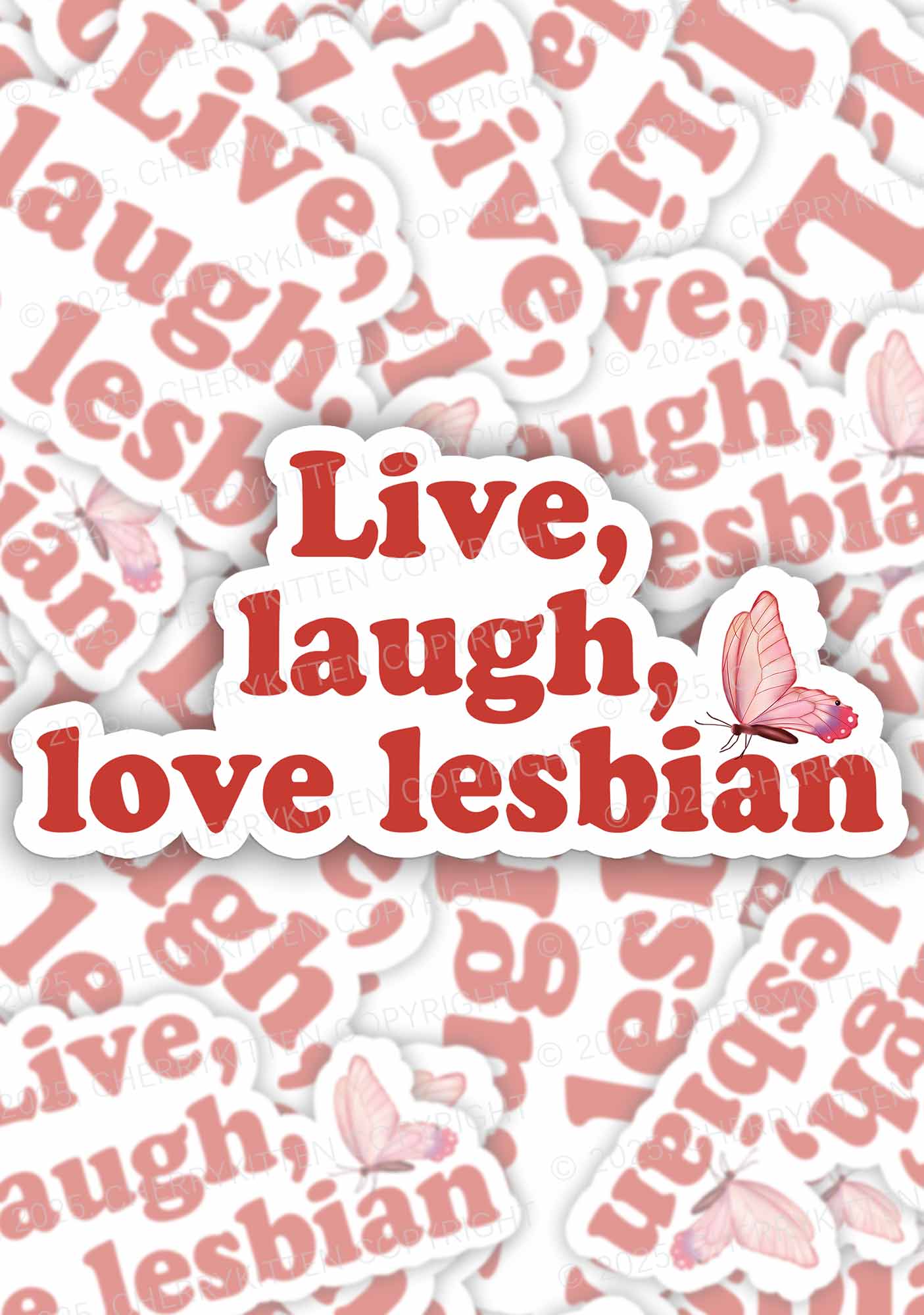 Live Laugh Love Lesbian Pride 1Pc Y2K Sticker Cherrykitten