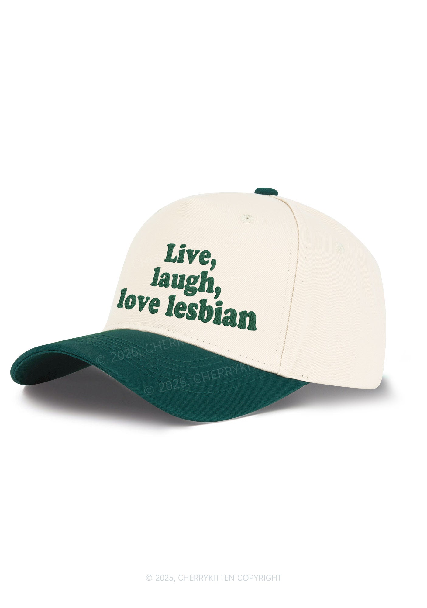 Embroidered Live Laugh Lesbian Pride Y2K Color Block Baseball Cap Cherrykitten