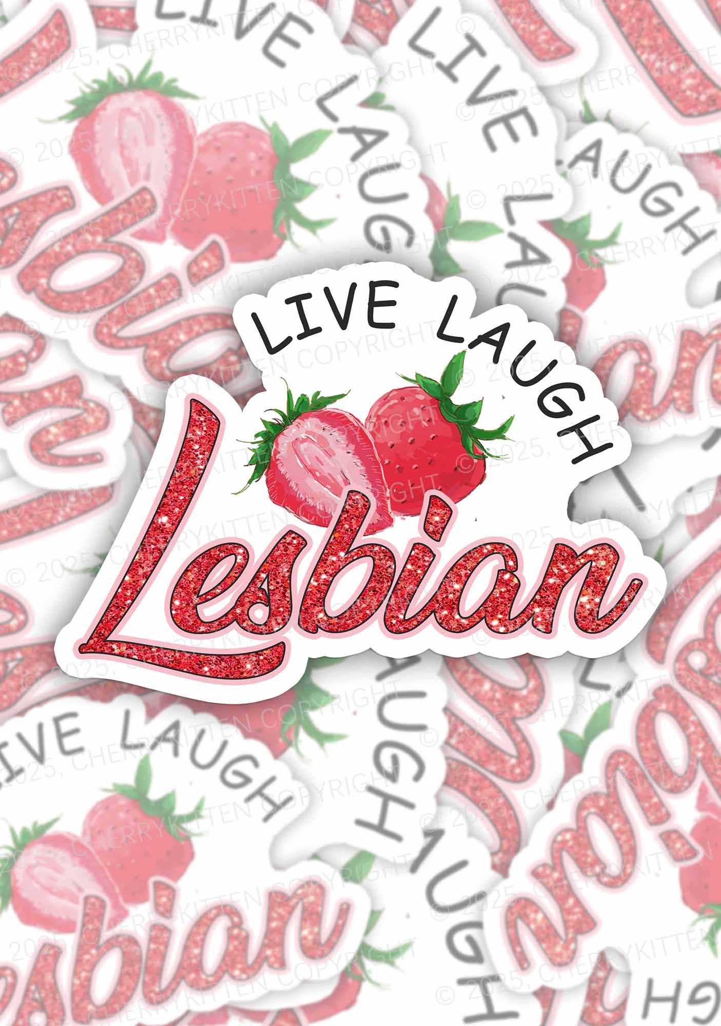 Live Laugh Lesbian Pride 1Pc Y2K Sticker Cherrykitten