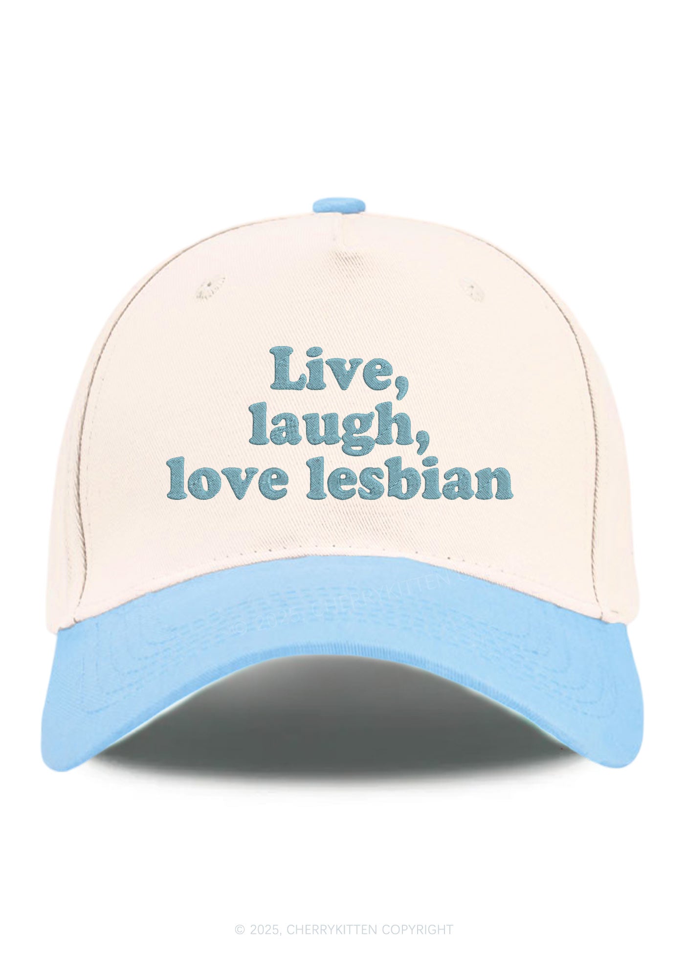 Embroidered Live Laugh Lesbian Pride Y2K Color Block Baseball Cap Cherrykitten