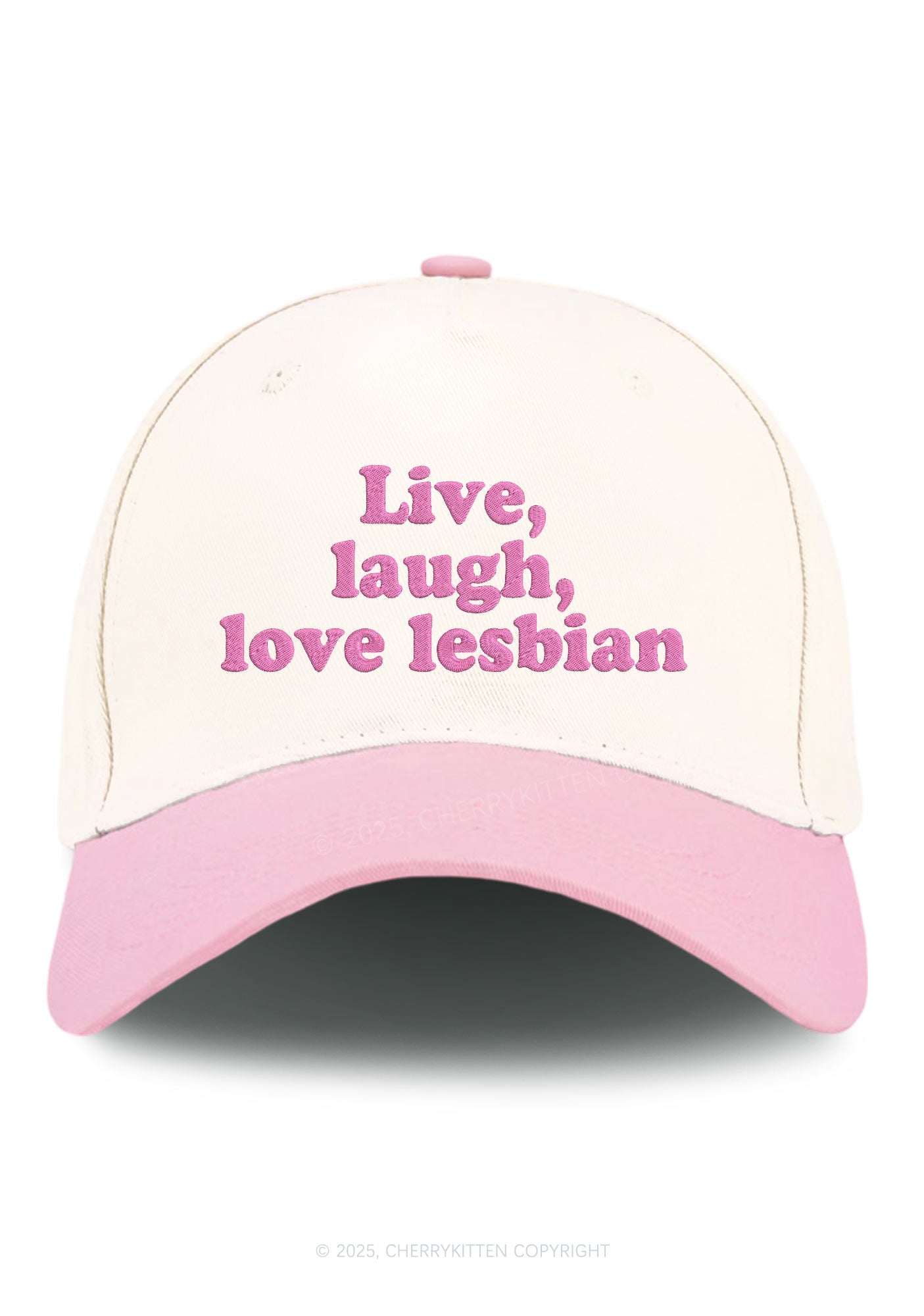 Embroidered Live Laugh Lesbian Pride Y2K Color Block Baseball Cap Cherrykitten