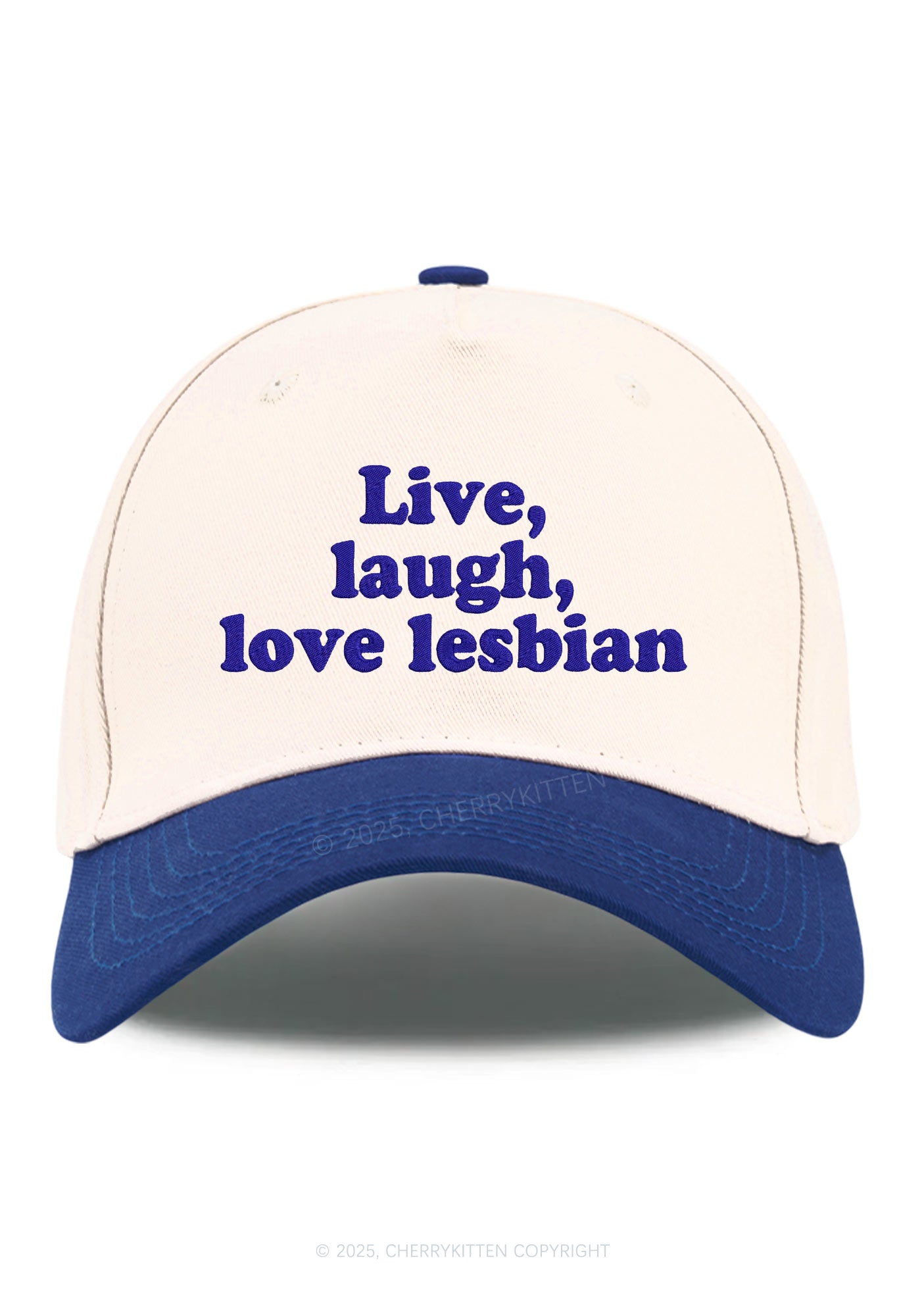 Embroidered Live Laugh Lesbian Pride Y2K Color Block Baseball Cap Cherrykitten