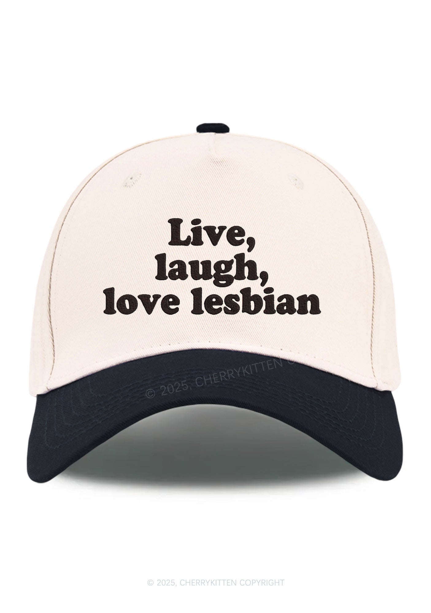 Embroidered Live Laugh Lesbian Pride Y2K Color Block Baseball Cap Cherrykitten
