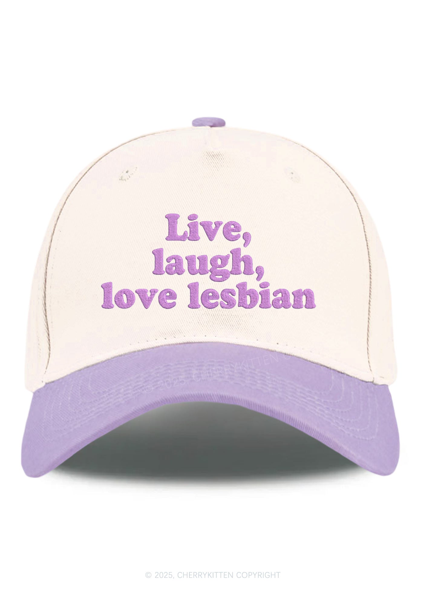 Embroidered Live Laugh Lesbian Pride Y2K Color Block Baseball Cap Cherrykitten