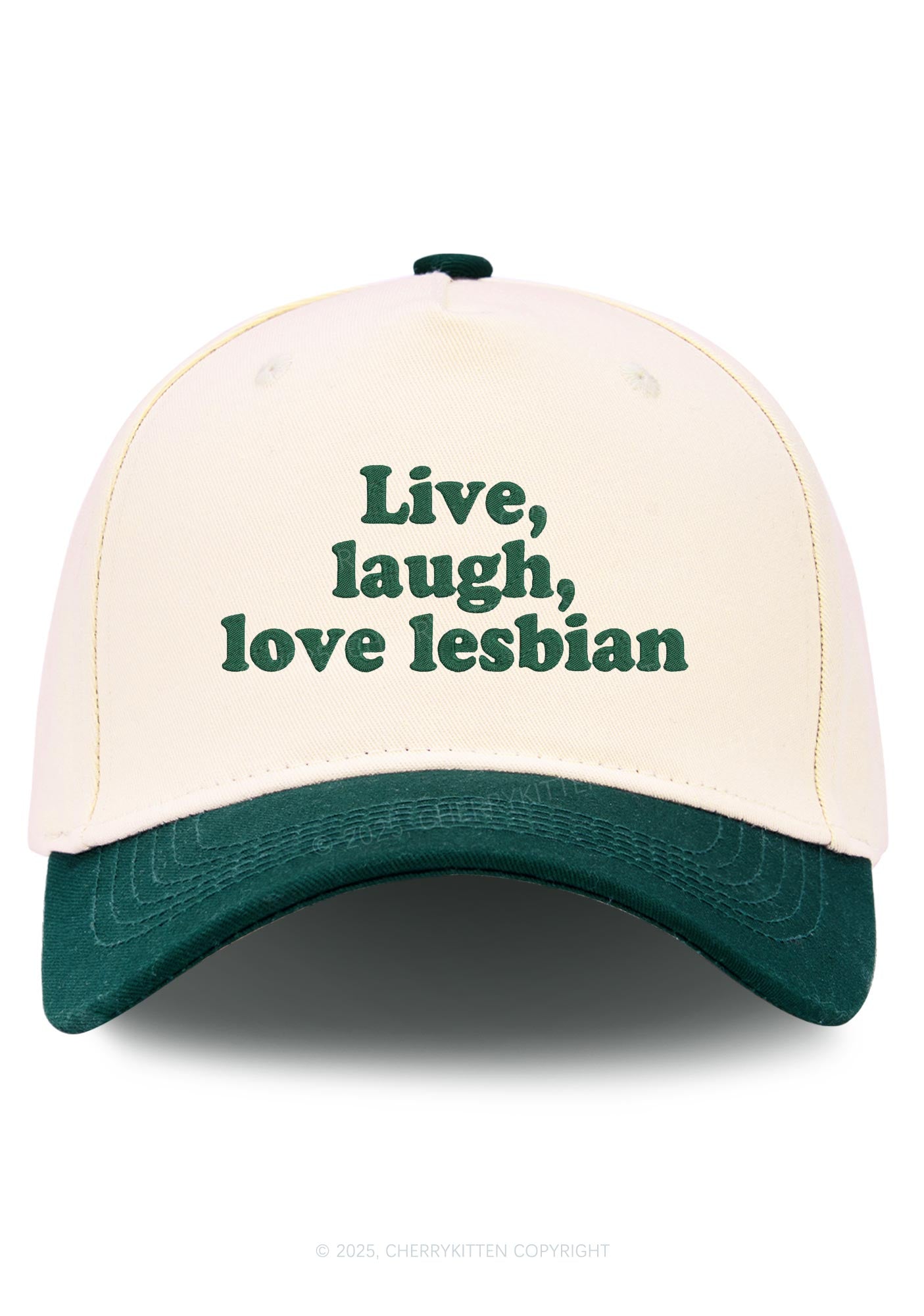 Embroidered Live Laugh Lesbian Pride Y2K Color Block Baseball Cap Cherrykitten