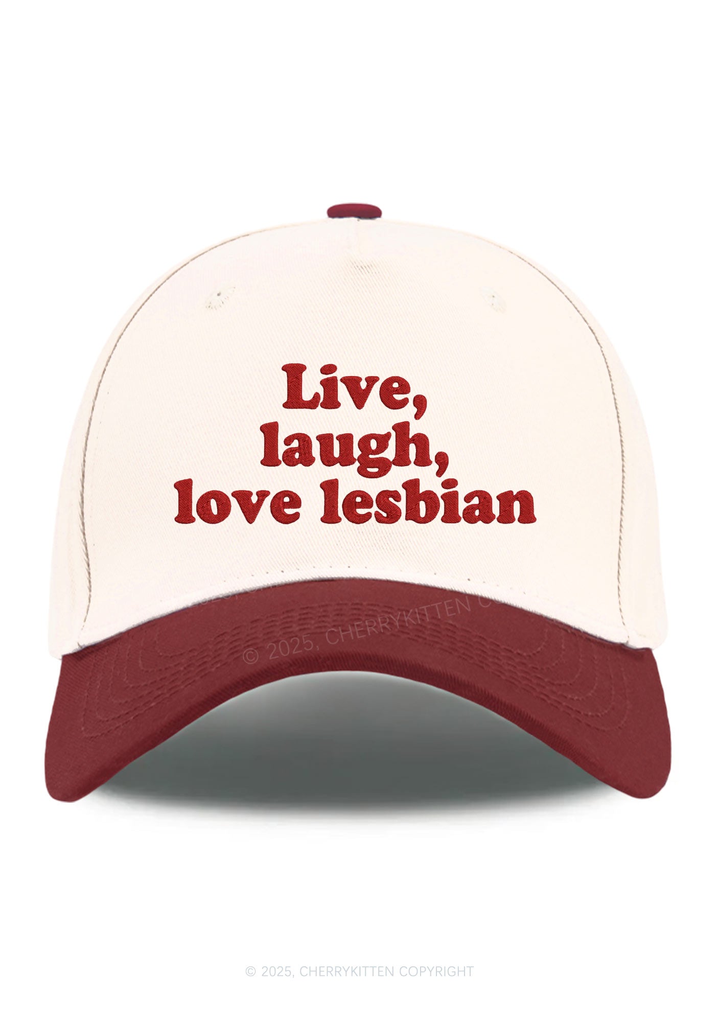 Embroidered Live Laugh Lesbian Pride Y2K Color Block Baseball Cap Cherrykitten