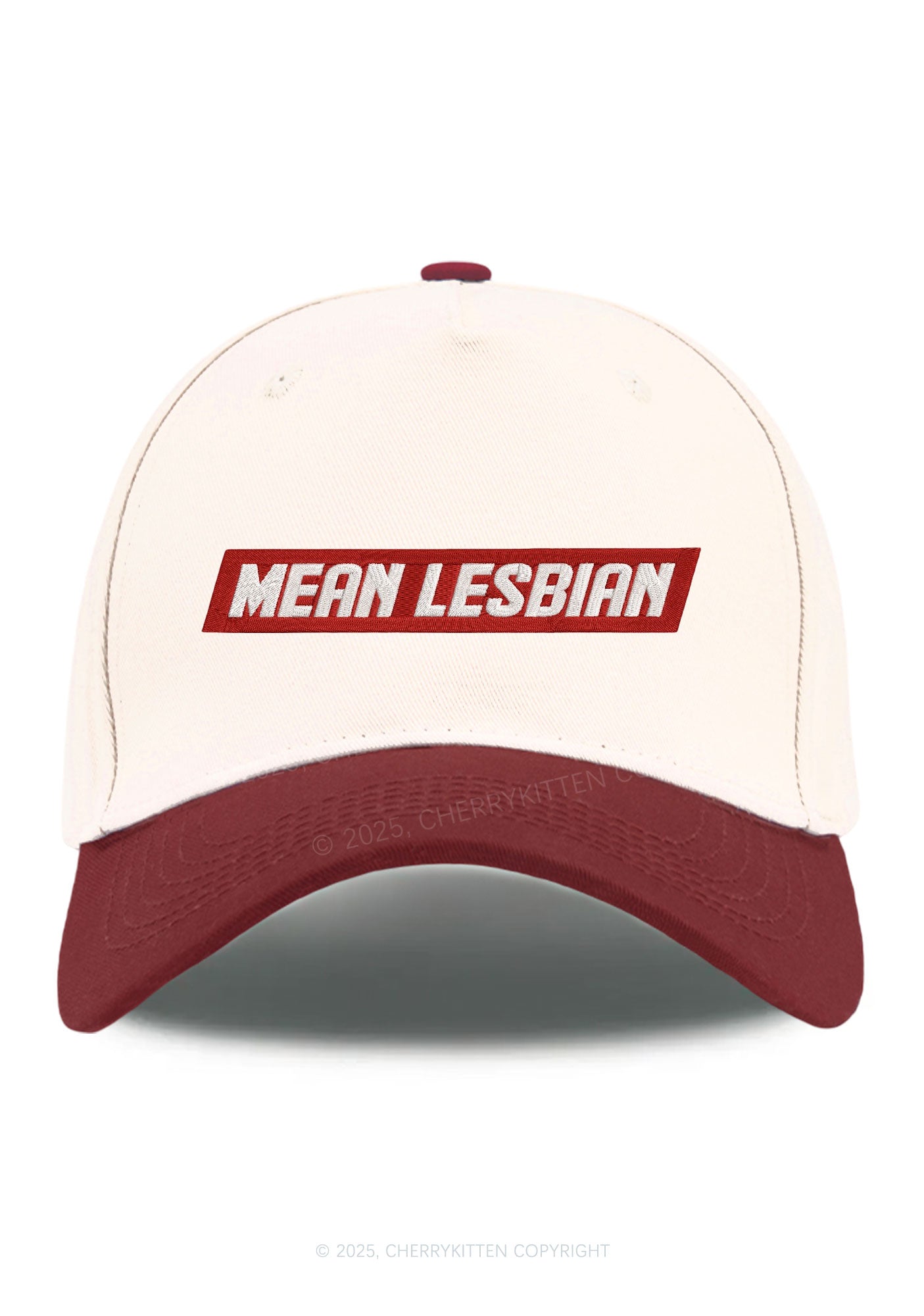 Embroidered Mean Lesbian Pride Y2K Color Block Baseball Cap Cherrykitten
