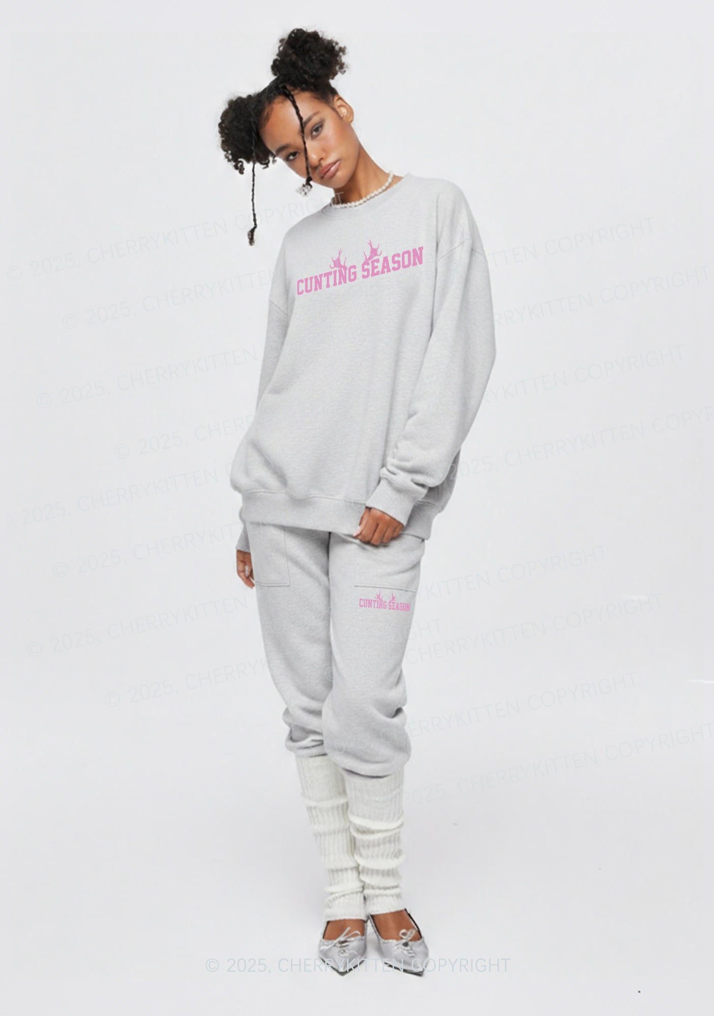 Cunting Season Y2K Fleece Sweatshirts Set Cherrykitten