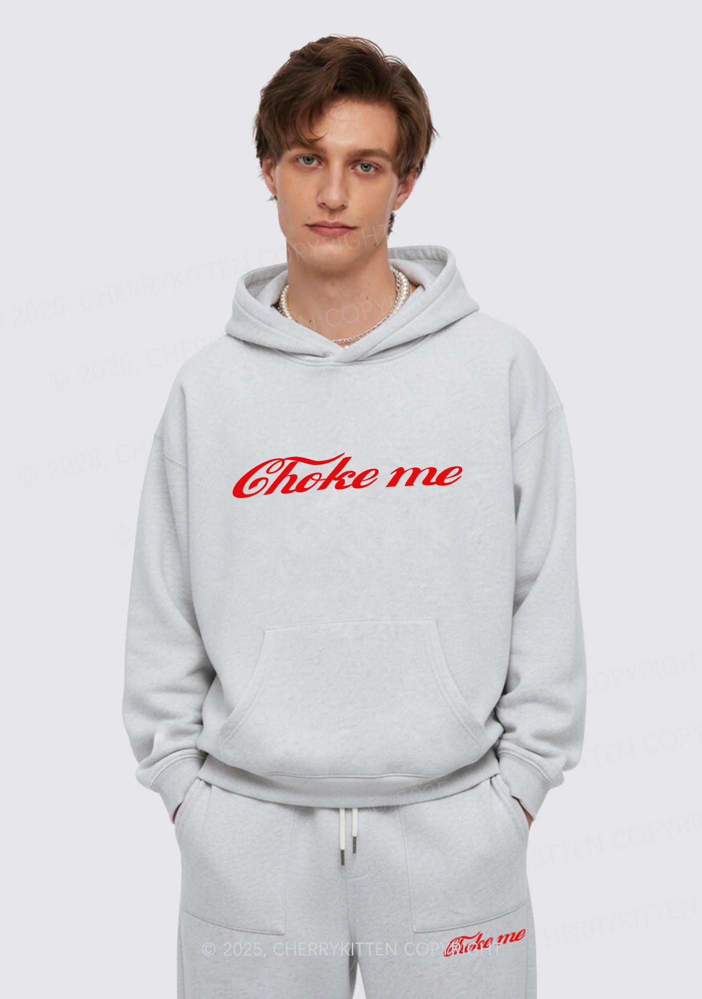 Choke Me Y2K Fleece Hoodie Set Cherrykitten