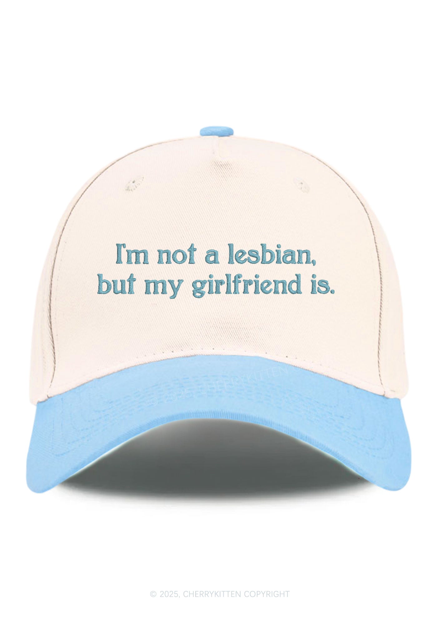 Embroidered My Girlfriend Is Lesbian Pride Y2K Color Block Baseball Cap Cherrykitten