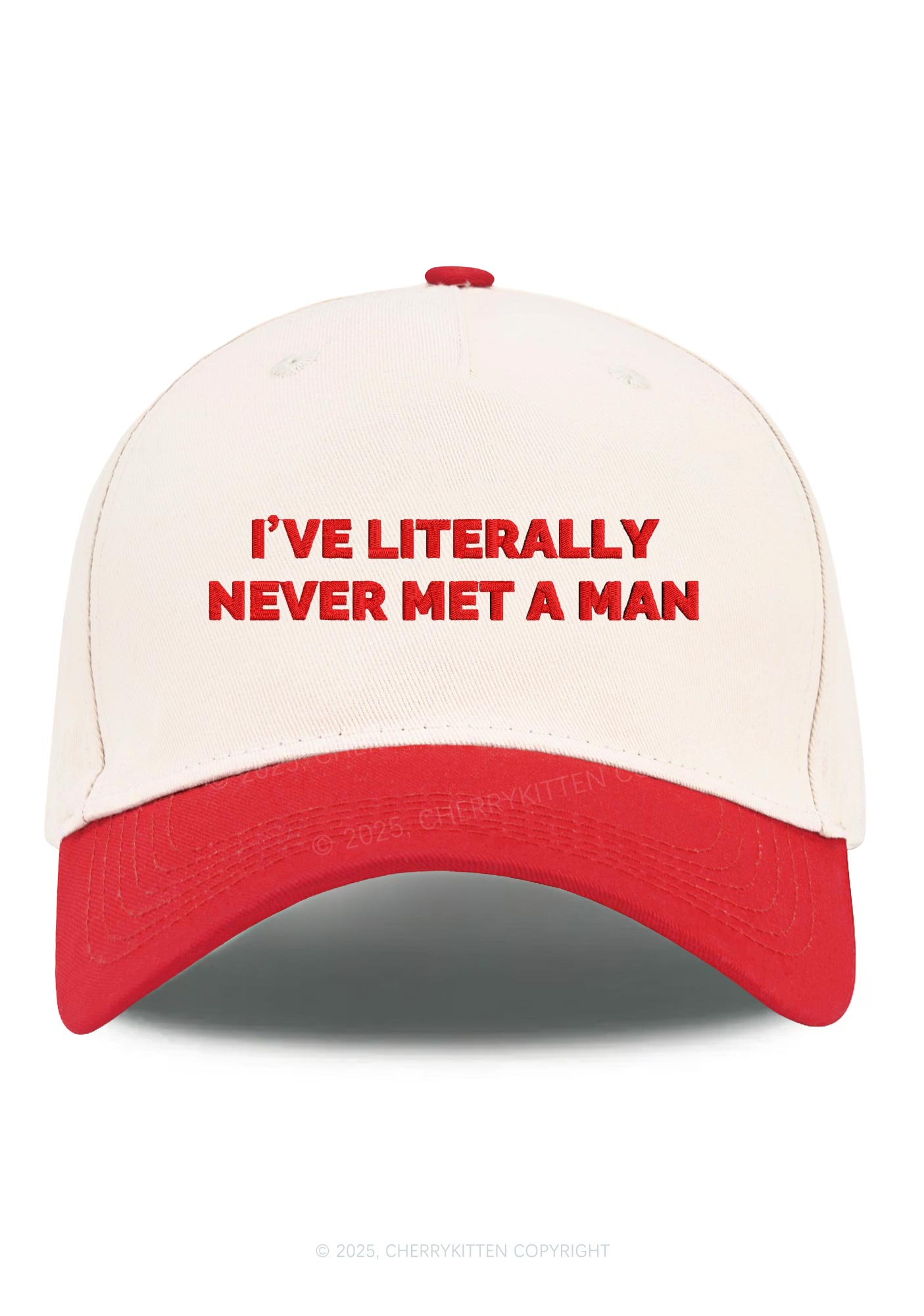 Embroidered Never Met A Man Pride Y2K Color Block Baseball Cap Cherrykitten