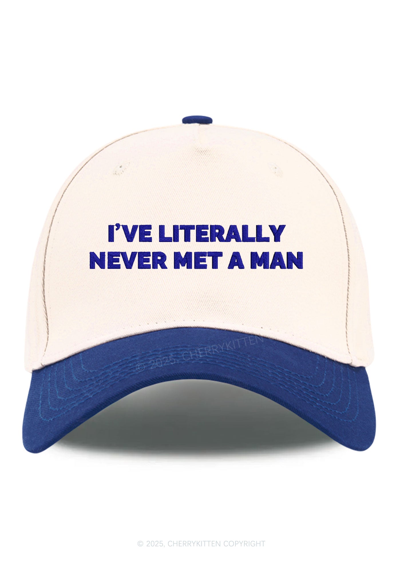 Embroidered Never Met A Man Pride Y2K Color Block Baseball Cap Cherrykitten
