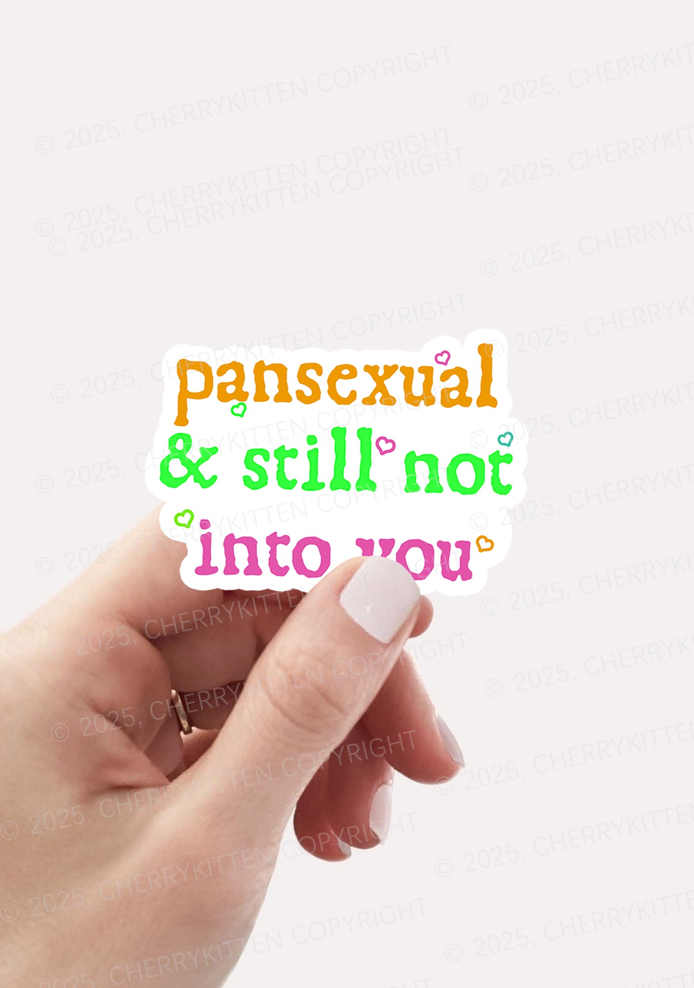 Pansexual Not Into You Pride 1Pc Y2K Sticker Cherrykitten