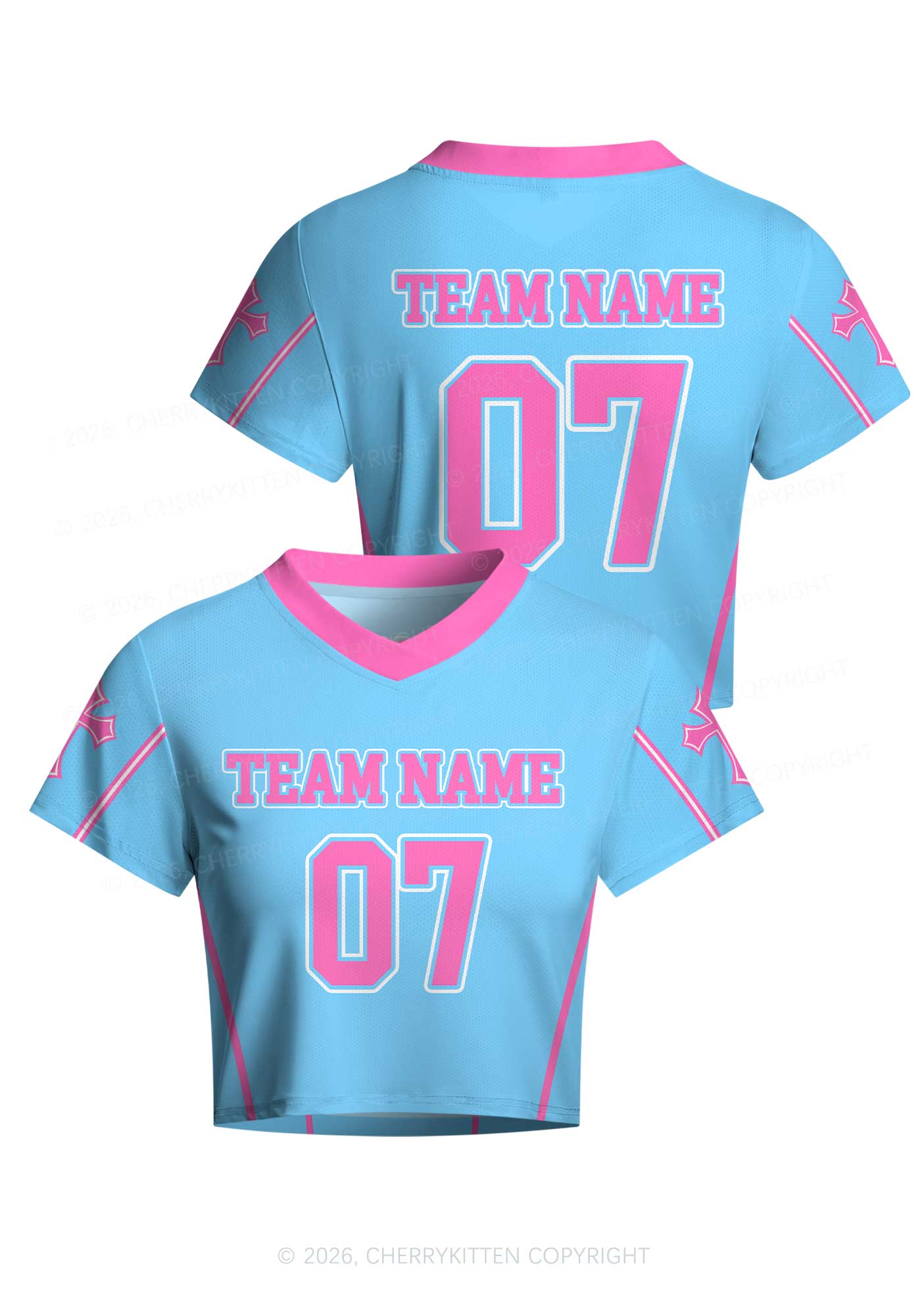 Custom Team Name Y2K Crop Football Jersey Shirts Cherrykitten