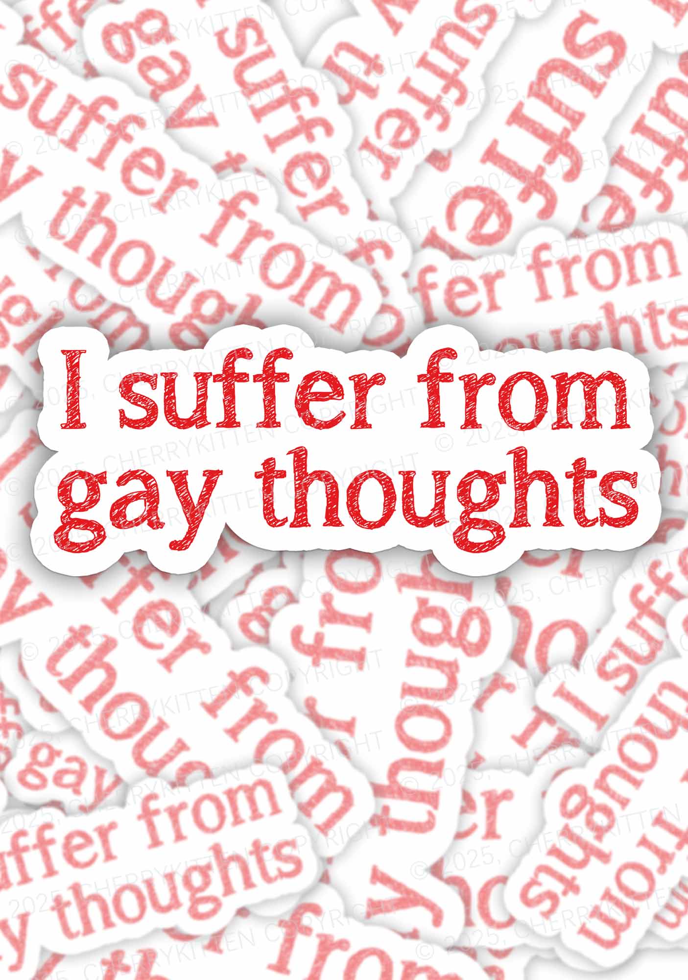 Suffer From Gay Thoughts Pride 1Pc Y2K Sticker Cherrykitten