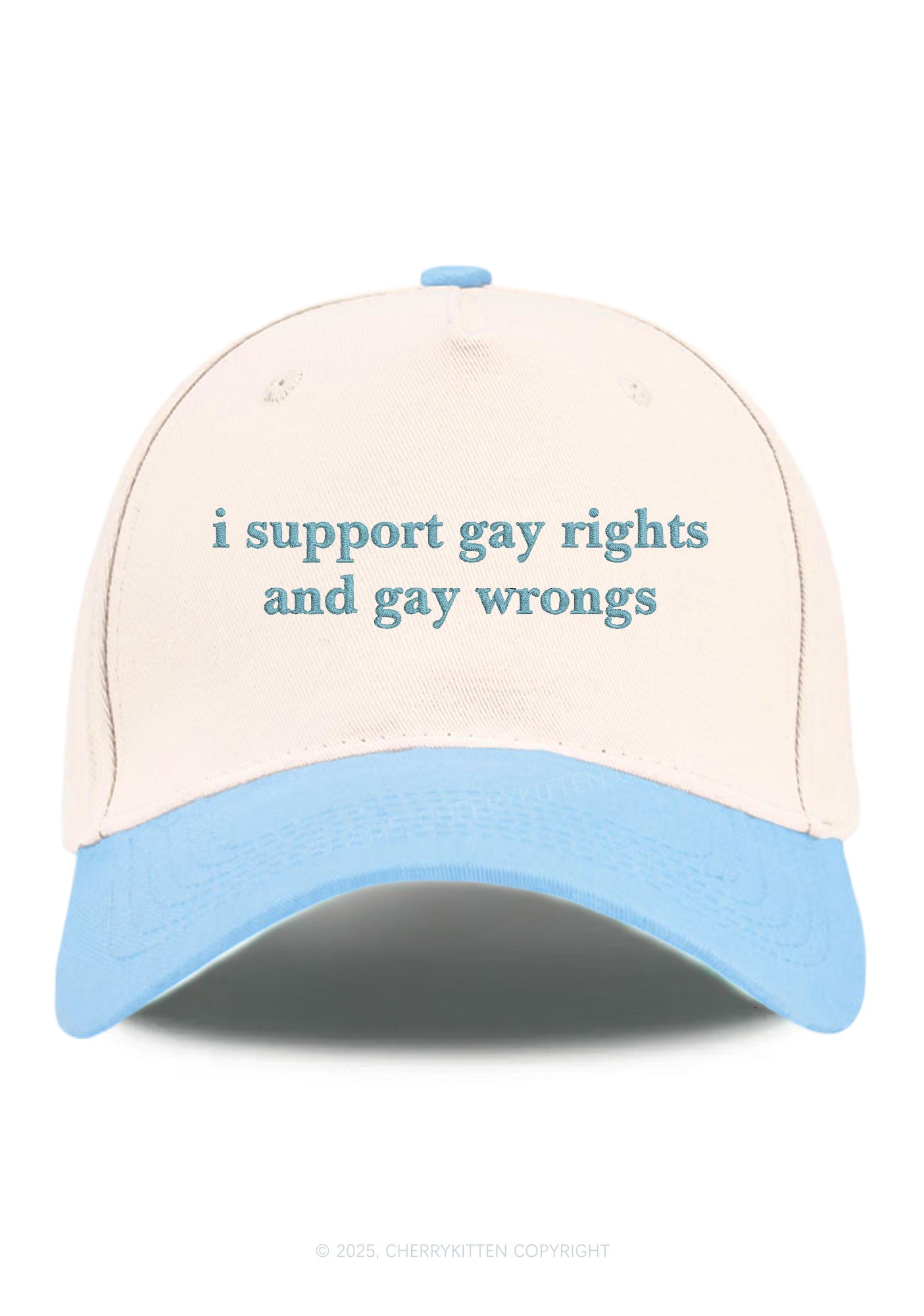 Embroidered Support Gay Rights Pride Y2K Color Block Baseball Cap Cherrykitten