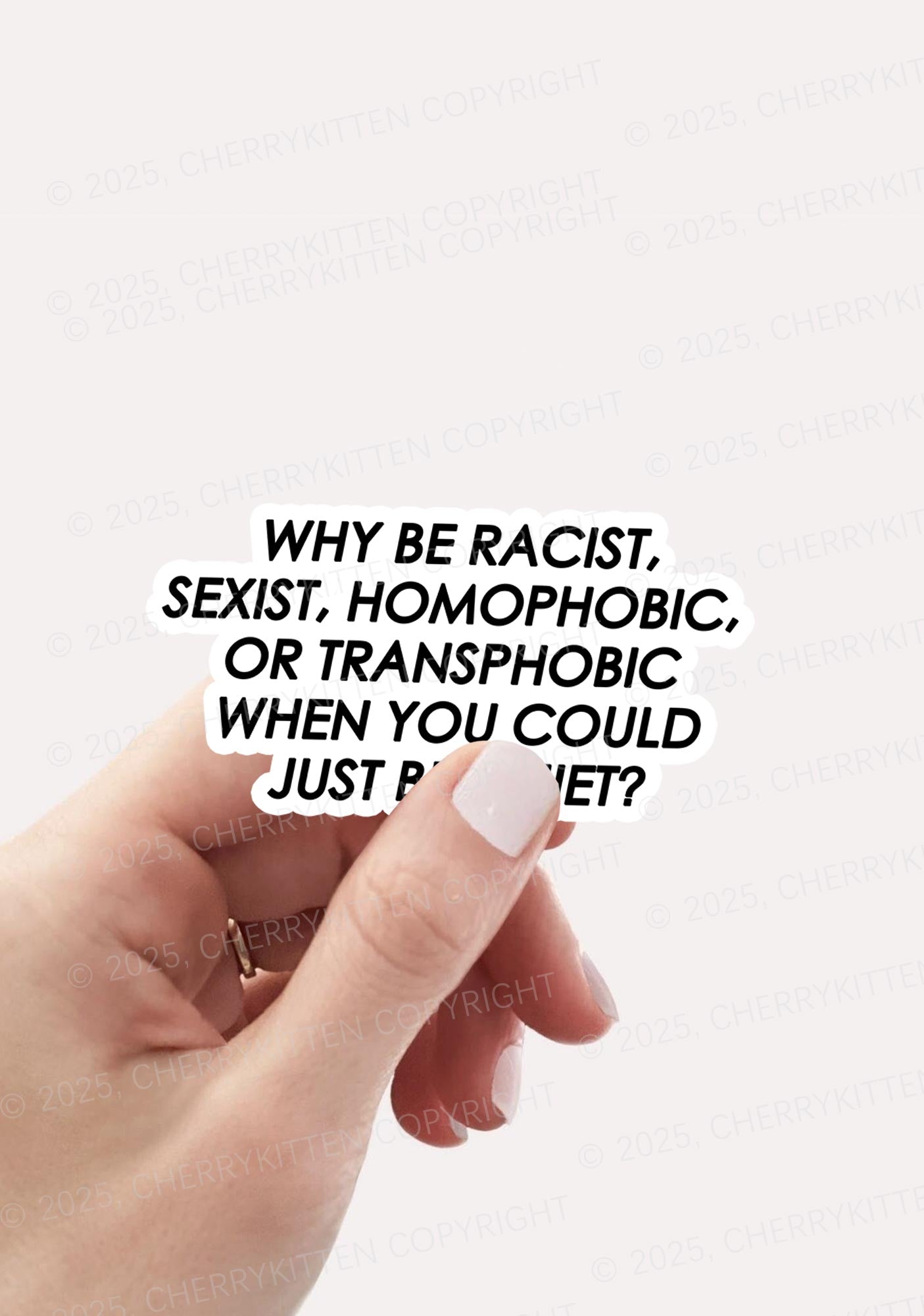 Why Be Racist Sexist Homophobic Or Transphobic Pride 1Pc Y2K Sticker Cherrykitten