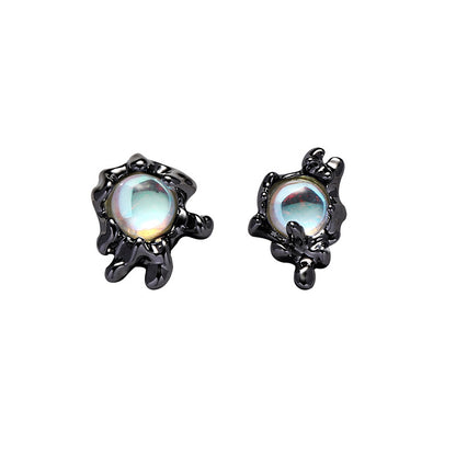 Silver&Black Moonstone Earrings