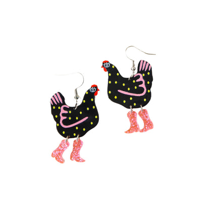 Chicken In Shining Boots Earrings