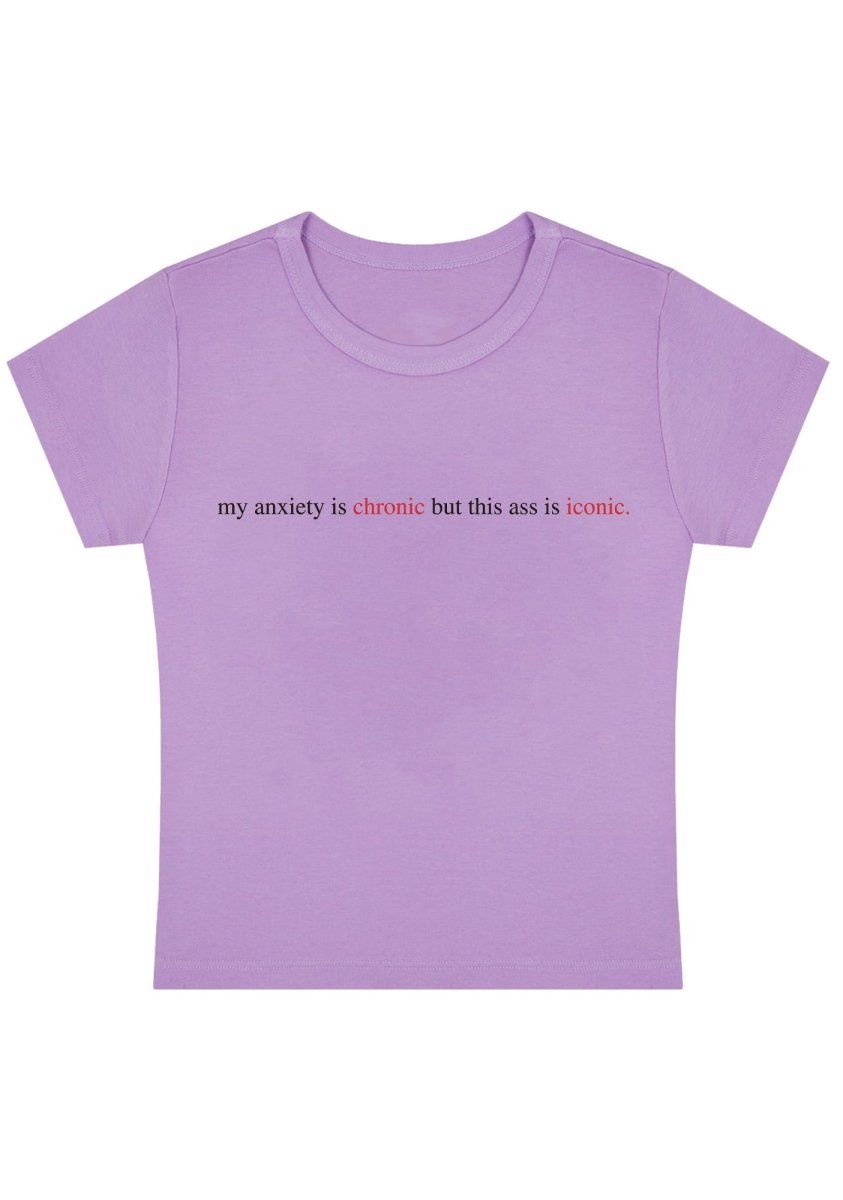 Anxiety Is Chronic Y2k Baby Tee-cherrykitten-Baby Tees,Tops