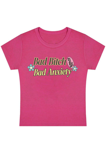 Bad Bixth With Bad Anxiety Y2K Baby Tee - cherrykittenBad Bixth With Bad Anxiety Y2K Baby Tee