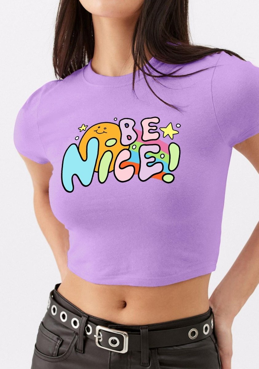 Be Nice Star And Sun Y2k Baby Tee - cherrykittenBe Nice Star And Sun Y2k Baby Tee