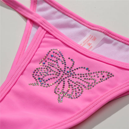 Butterfly Diamond-Stud Triangle Bikini Set - cherrykittenButterfly Diamond-Stud Triangle Bikini Set