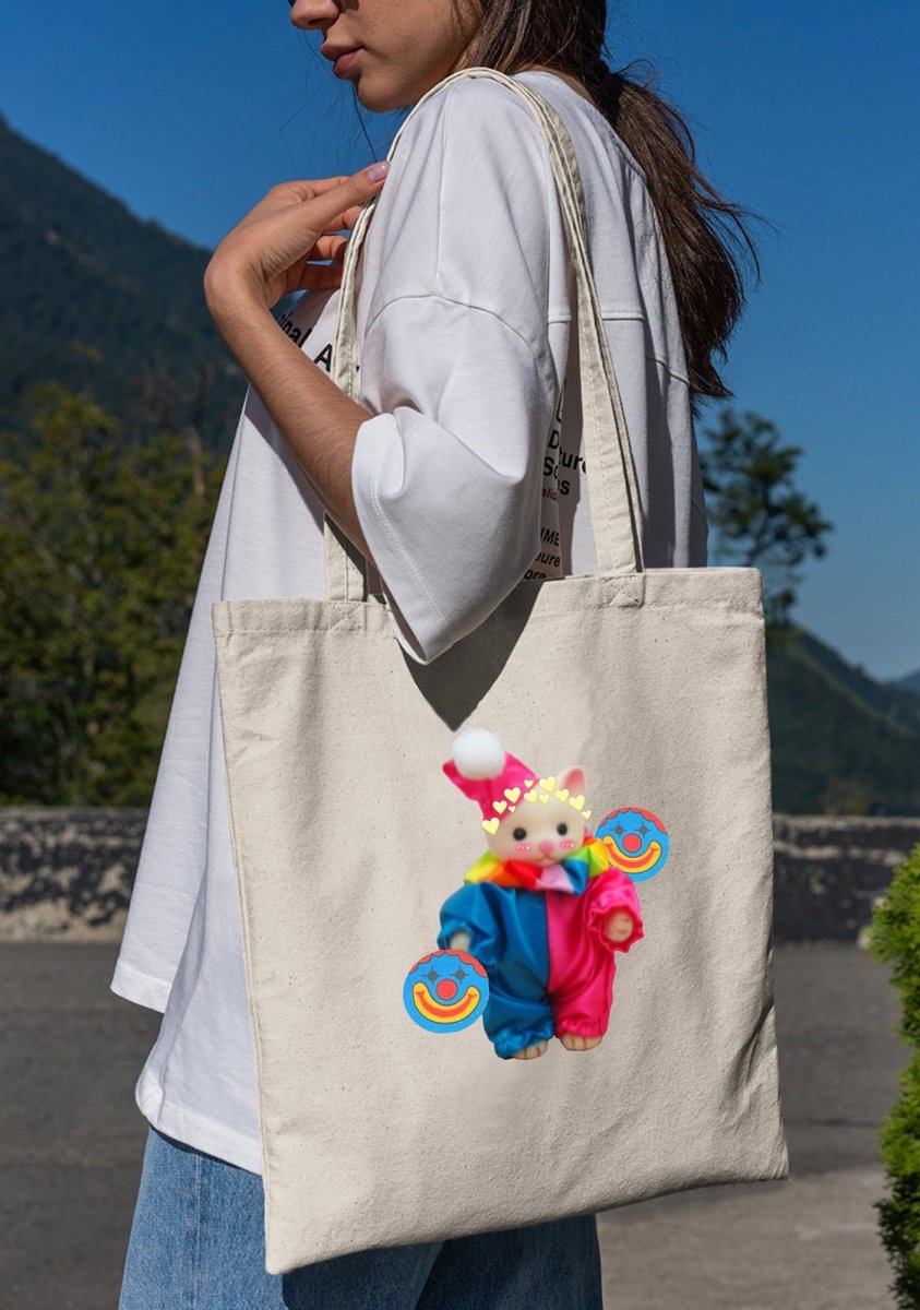 Chat Clown Canvas Tote Bag - cherrykittenChat Clown Canvas Tote Bag