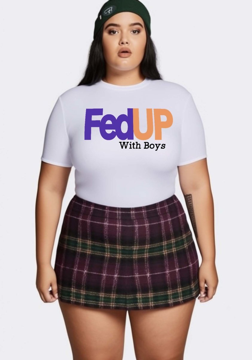 Curvy Fed Up With Boys Baby Tee - cherrykittenCurvy Fed Up With Boys Baby Tee