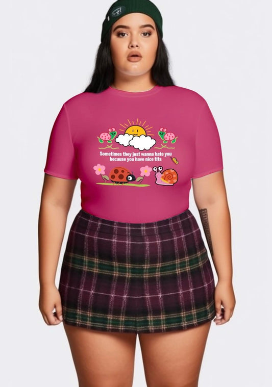 Curvy They Just Hate You Baby Tee - cherrykittenCurvy They Just Hate You Baby Tee