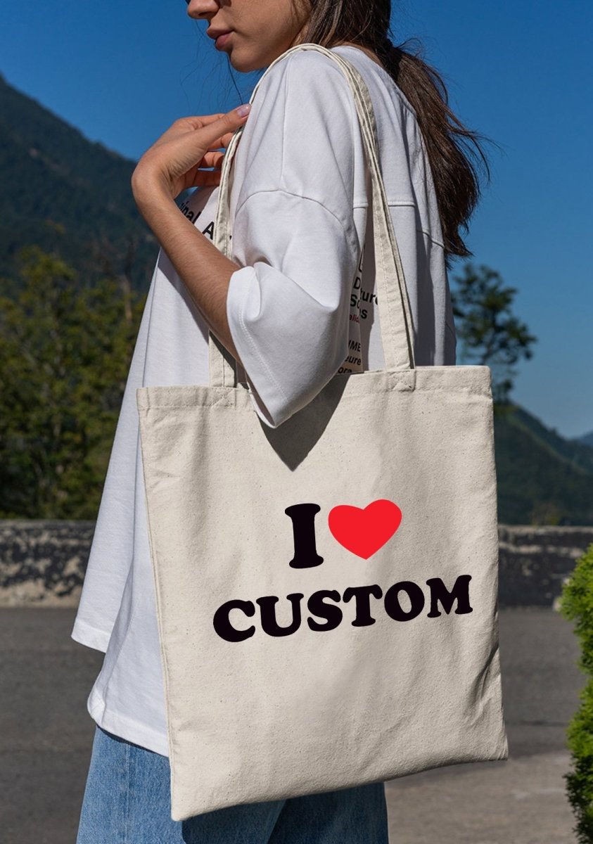 Custom I Love Canvas Tote Bag - cherrykittenCustom I Love Canvas Tote Bag