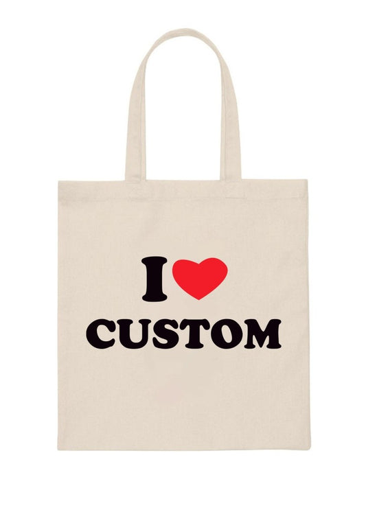 Custom I Love Canvas Tote Bag - cherrykittenCustom I Love Canvas Tote Bag