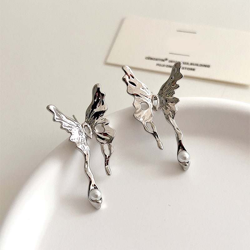 Elegant Butterfly Silver Earnail Earrings - cherrykittenElegant Butterfly Silver Earnail Earrings