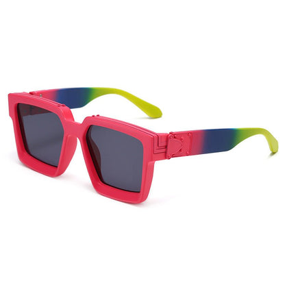 Gray Lense Rainbow Frame Sunglasses - cherrykittenGray Lense Rainbow Frame Sunglasses