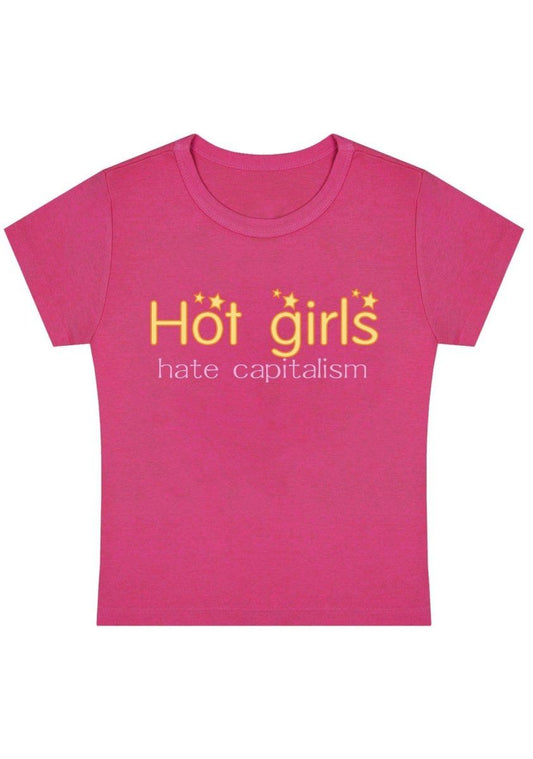 Hot Girls Hate Capitalism Y2k Baby Tee-cherrykitten-Baby Tees,Savage,Tops