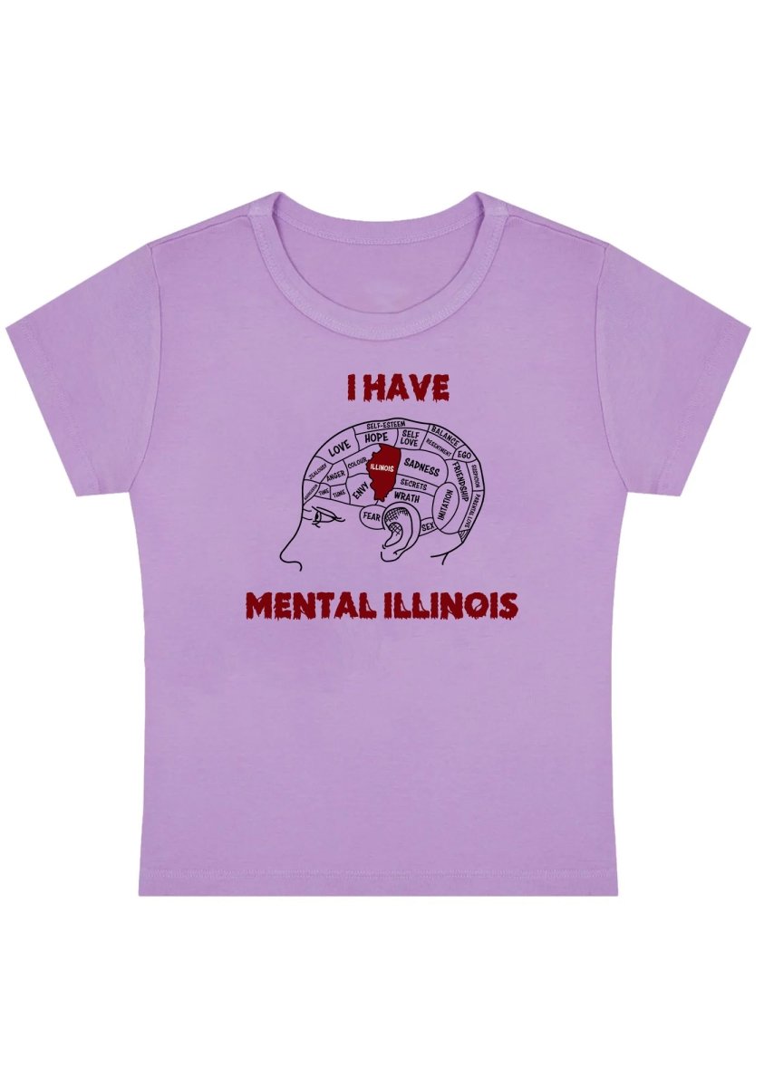I Have Mental Illinois Y2K Baby Tee - cherrykittenI Have Mental Illinois Y2K Baby Tee