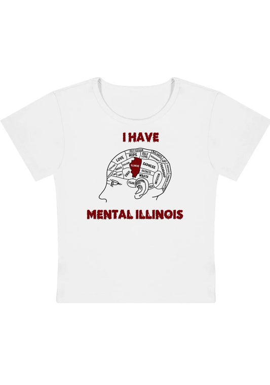 I Have Mental Illinois Y2K Baby Tee - cherrykittenI Have Mental Illinois Y2K Baby Tee
