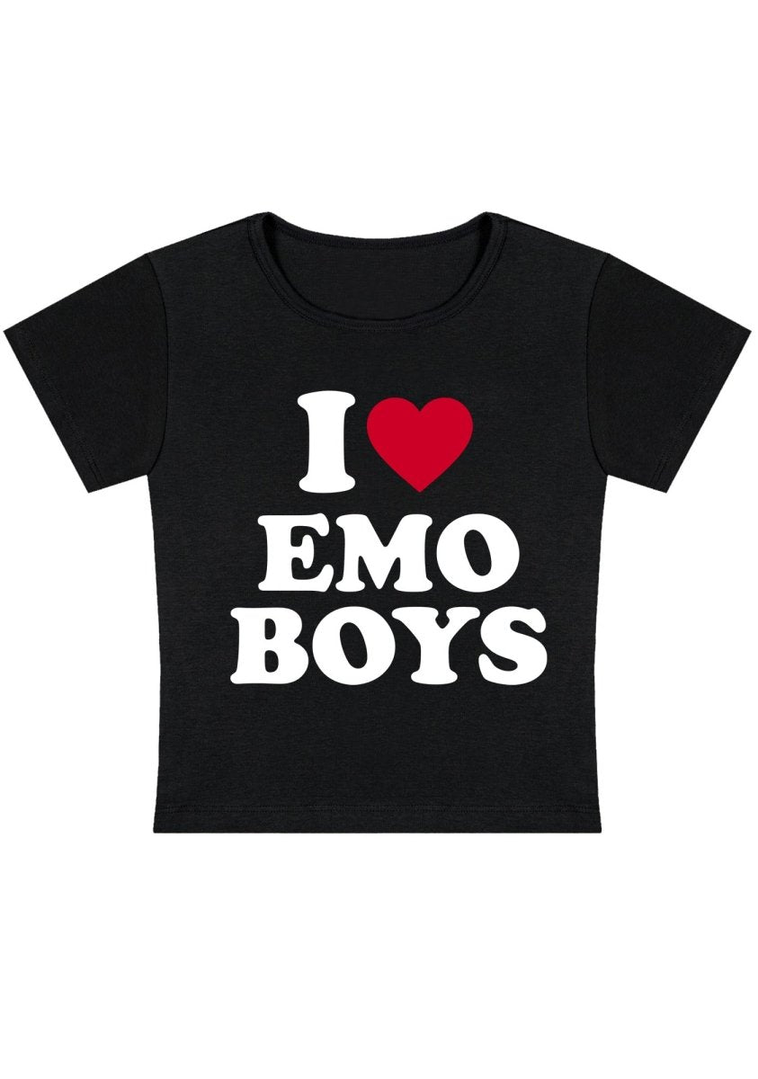 Cherrykitten I Love Emo Boys Y2k Baby Tee for Sale