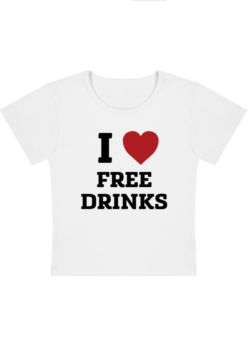 I Love Free Drinks Y2K Baby Tee - cherrykittenI Love Free Drinks Y2K Baby Tee