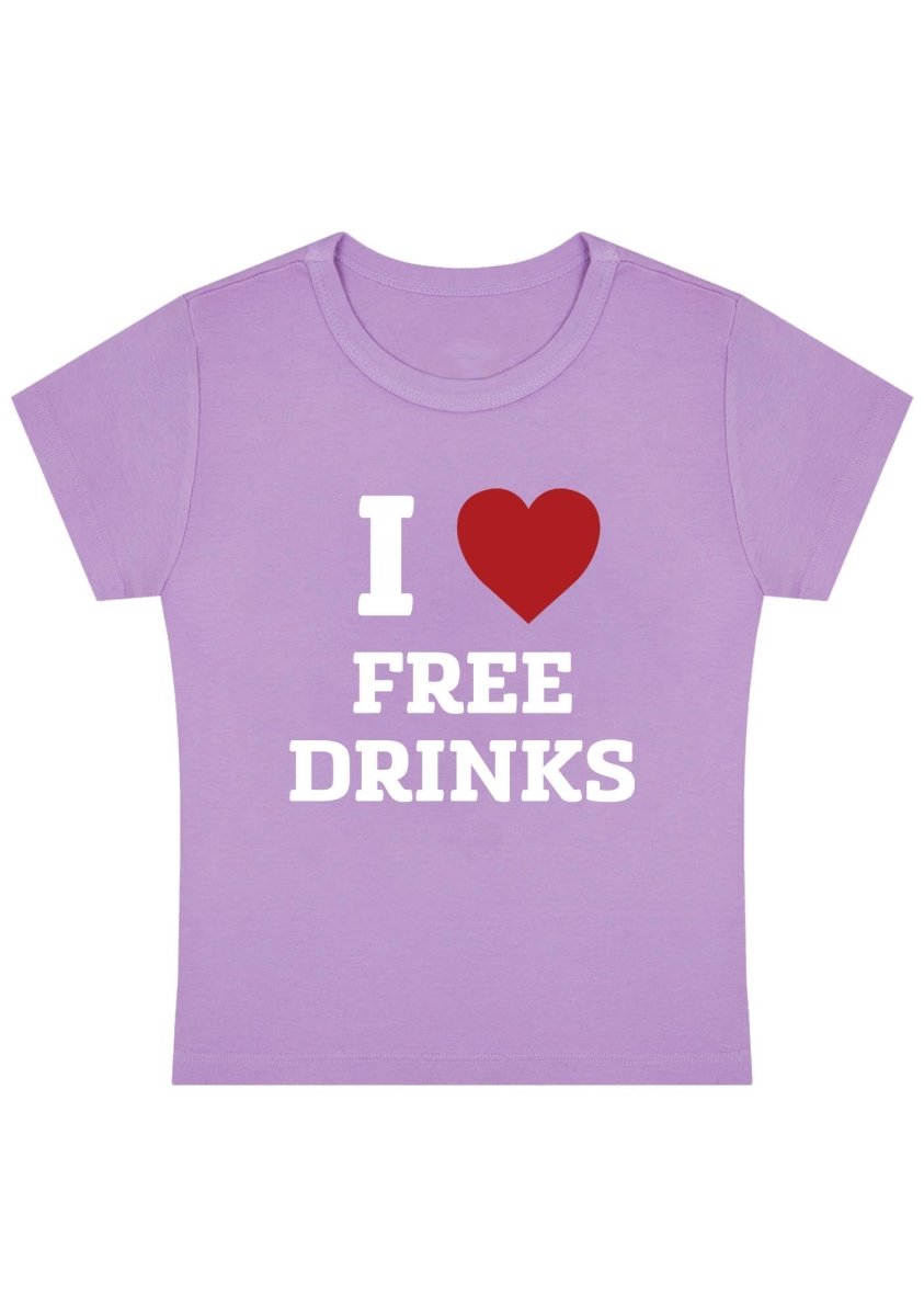 I Love Free Drinks Y2K Baby Tee - cherrykittenI Love Free Drinks Y2K Baby Tee