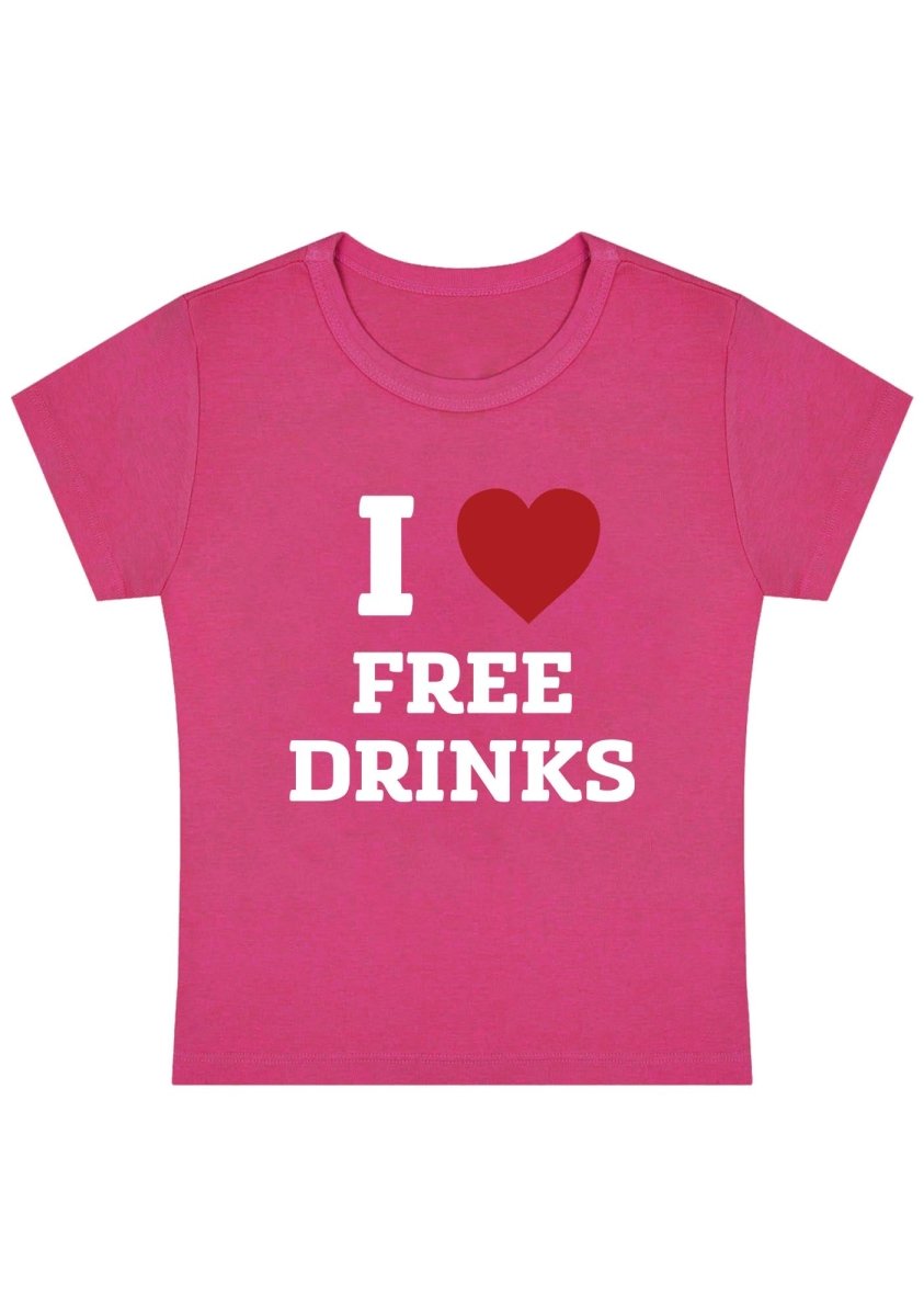 I Love Free Drinks Y2K Baby Tee - cherrykittenI Love Free Drinks Y2K Baby Tee