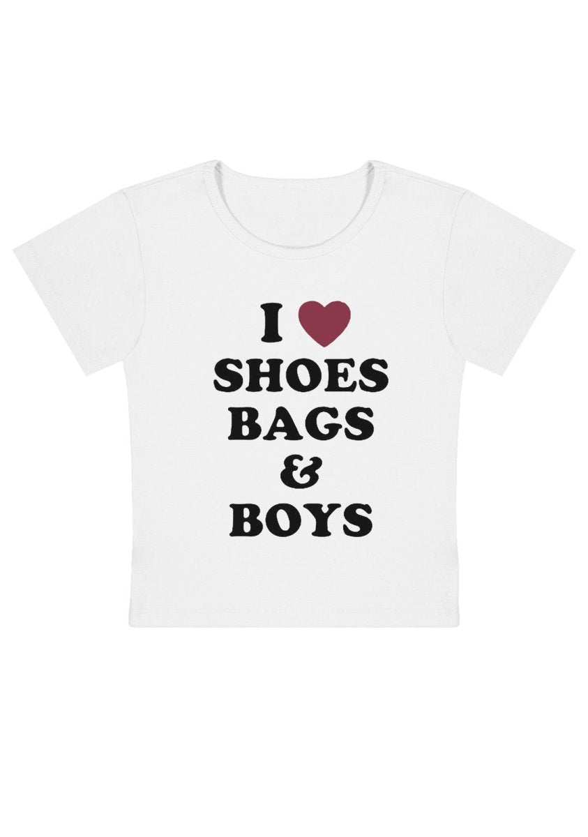 I Love Shoes Bags&Boys Y2k Baby Tee - cherrykittenI Love Shoes Bags&Boys Y2k Baby Tee