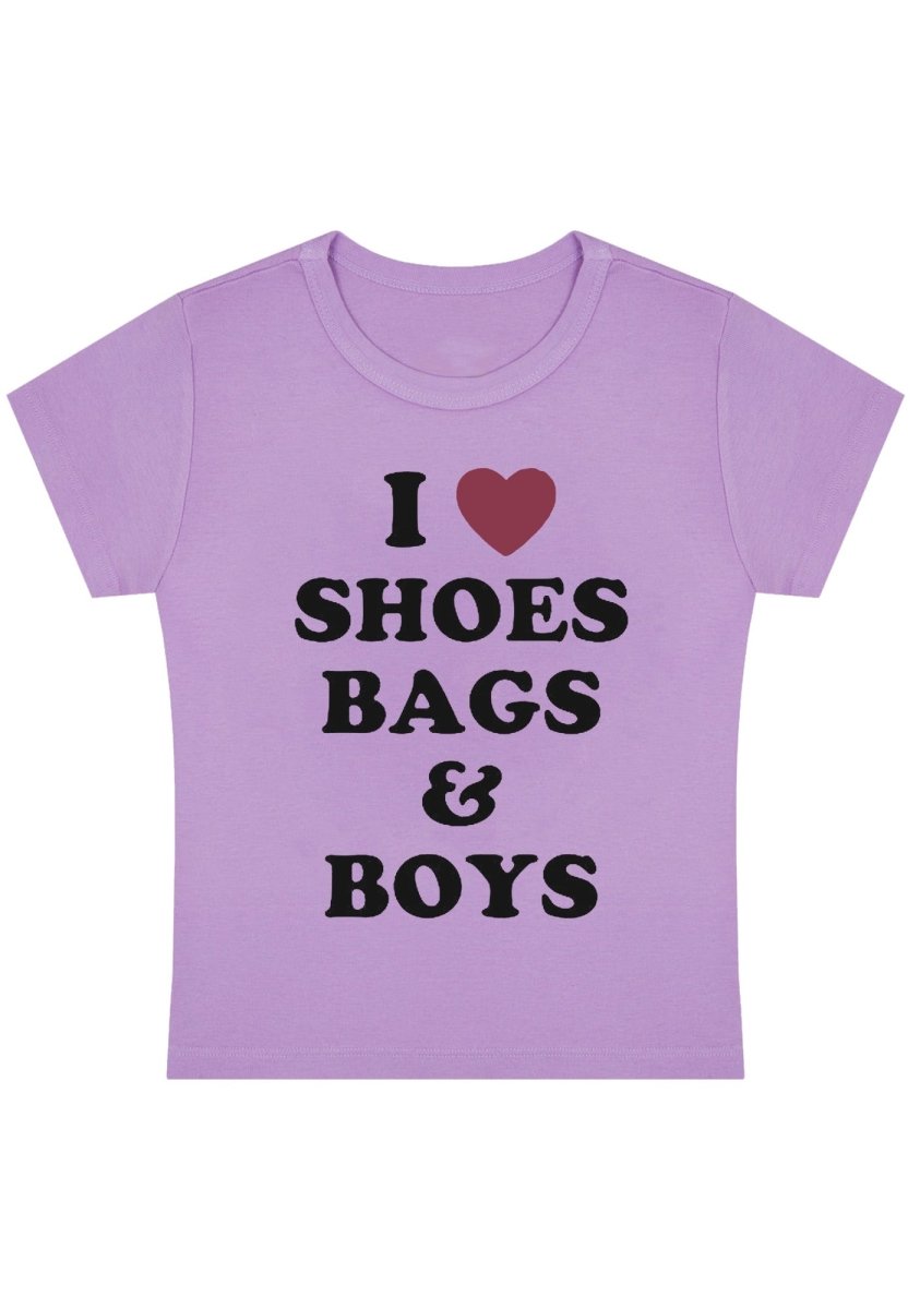 I Love Shoes Bags&Boys Y2k Baby Tee - cherrykittenI Love Shoes Bags&Boys Y2k Baby Tee