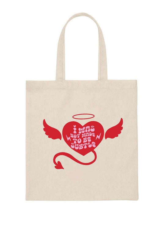 I Was Not Made To Be Subtle Canvas Tote Bag - cherrykittenI Was Not Made To Be Subtle Canvas Tote Bag