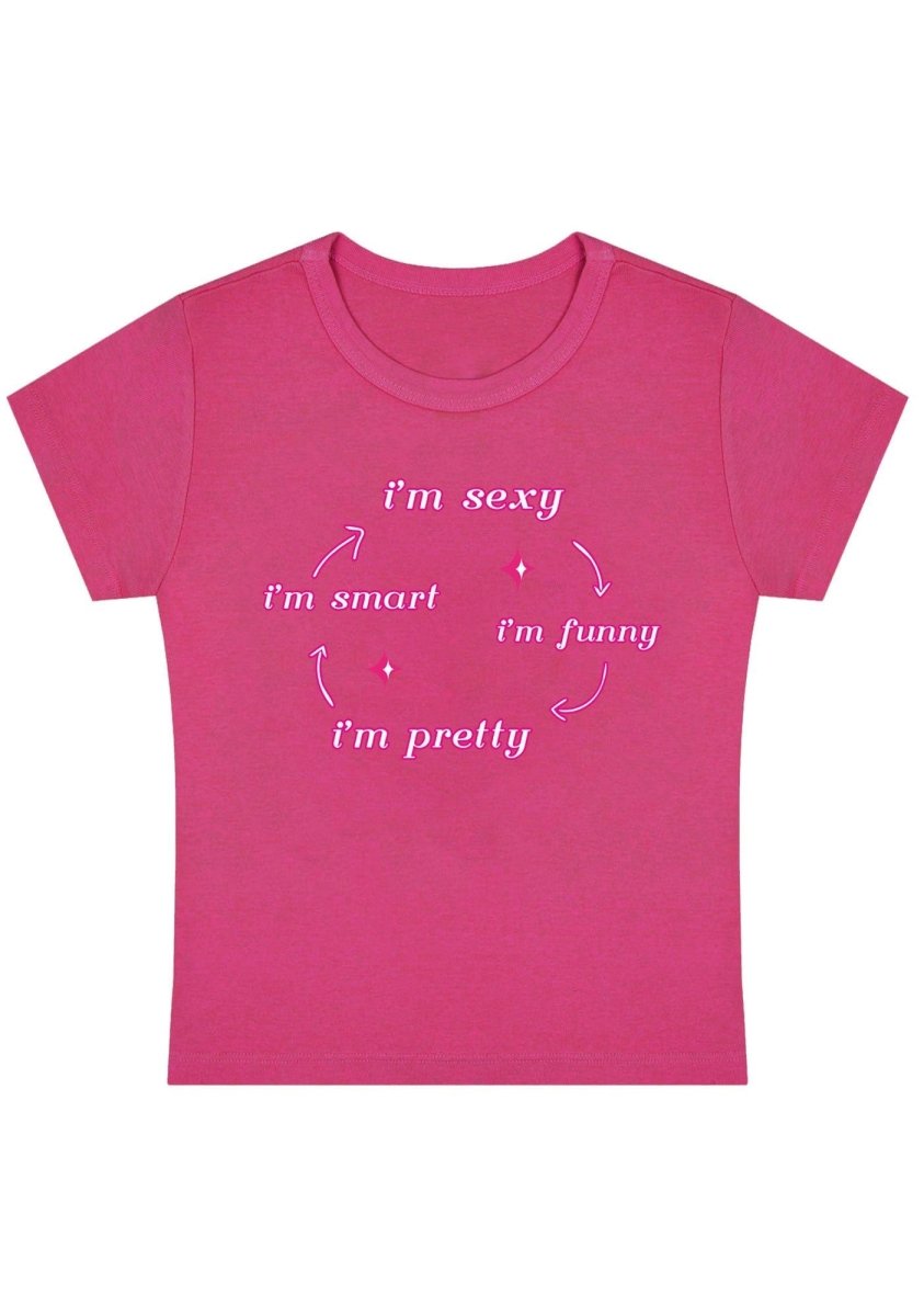 I'm Smart Funny Pretty Y2k Baby Tee - cherrykittenI'm Smart Funny Pretty Y2k Baby Tee