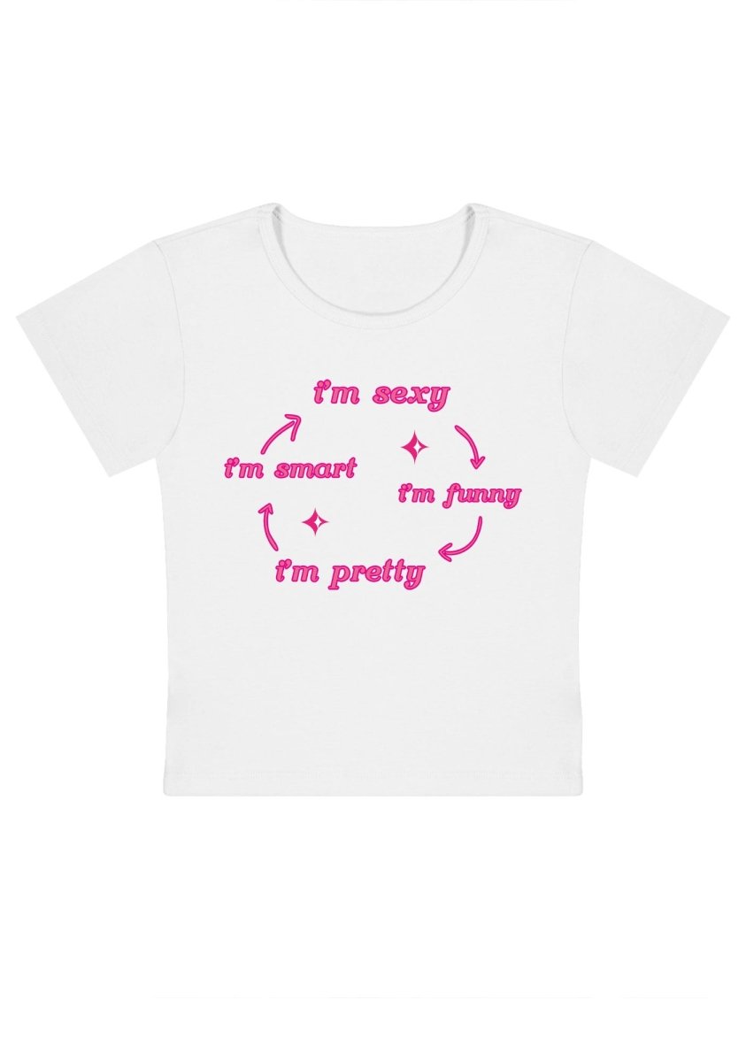 I'm Smart Funny Pretty Y2k Baby Tee - cherrykittenI'm Smart Funny Pretty Y2k Baby Tee