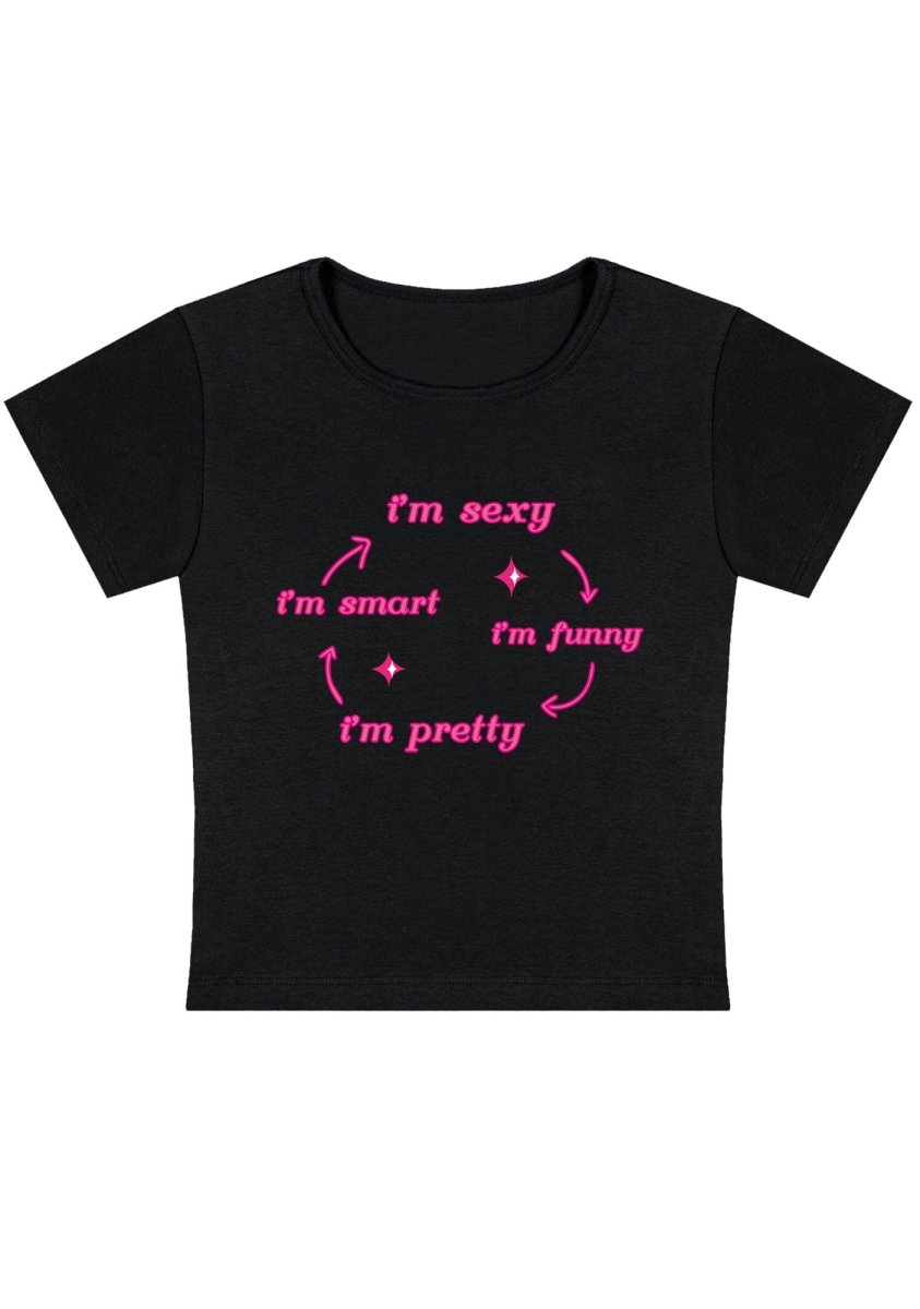 I'm Smart Funny Pretty Y2k Baby Tee - cherrykittenI'm Smart Funny Pretty Y2k Baby Tee