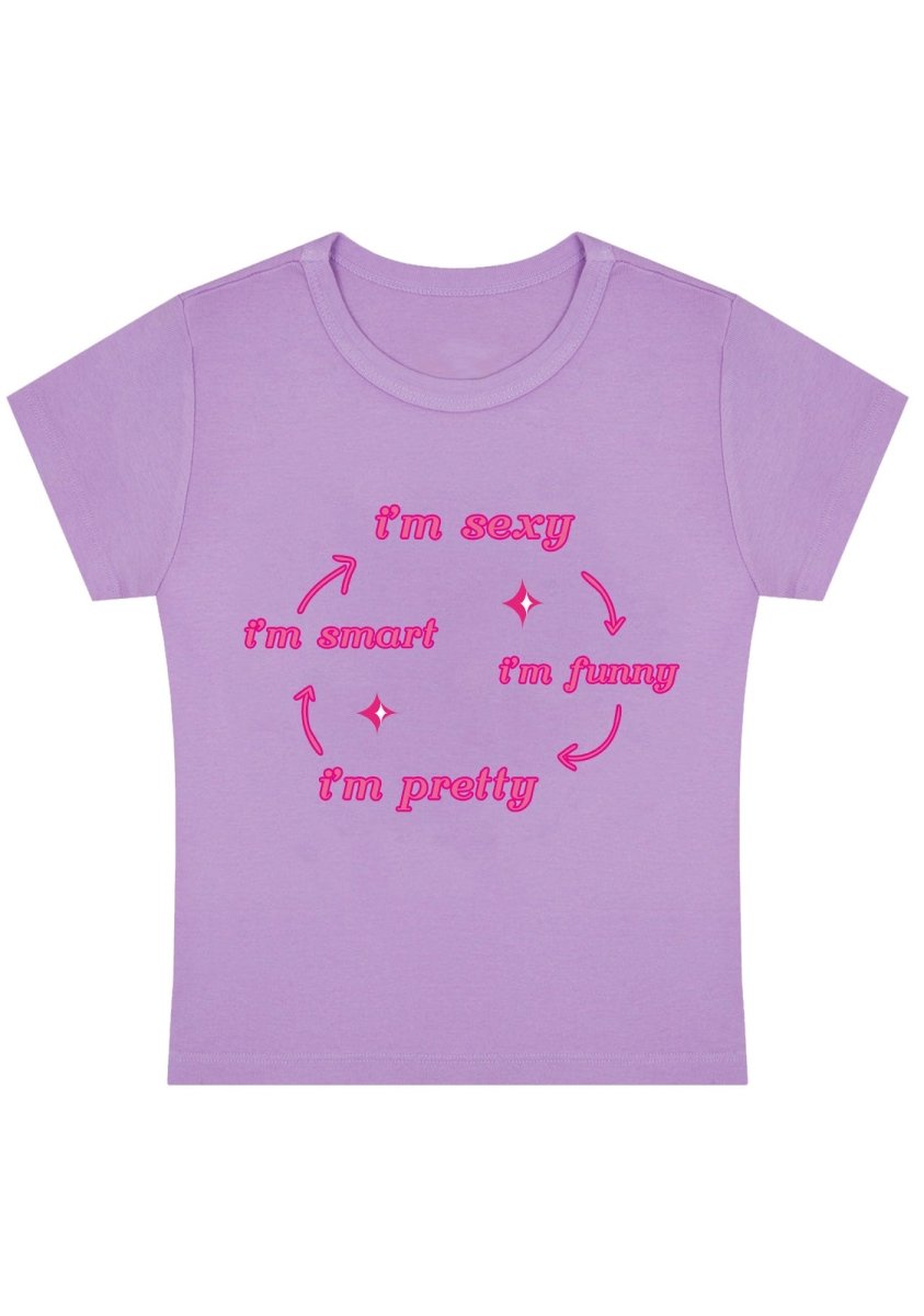 I'm Smart Funny Pretty Y2k Baby Tee - cherrykittenI'm Smart Funny Pretty Y2k Baby Tee