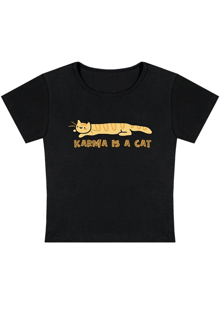 Karma Is A Cat Y2k Baby Tee - cherrykittenKarma Is A Cat Y2k Baby Tee